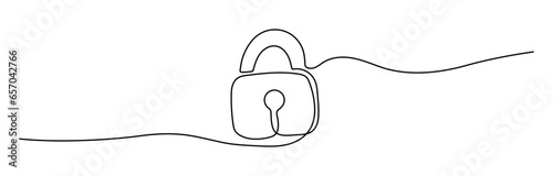 The Padlock shape drawing by continuous line, thin line design vector illustration