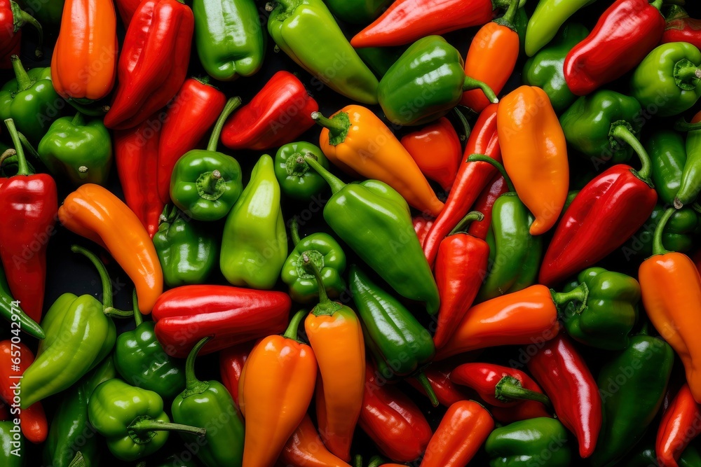 Texture of red and green peppers. Fresh colorful pepper background Texture of red and green peppers. Fresh colorful pepper background