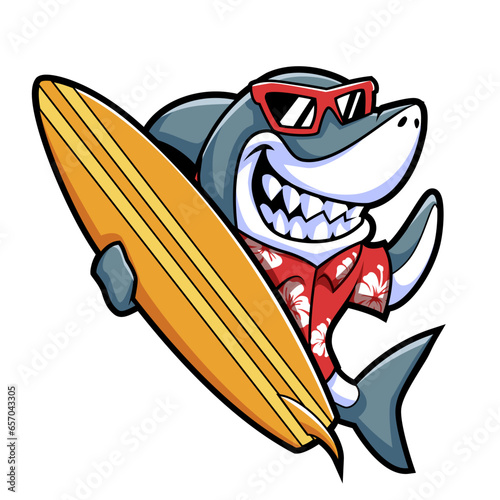 Cool Surfer shark mascot illustration