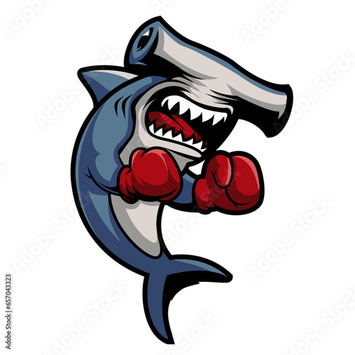 martil shark boxing mascot logo