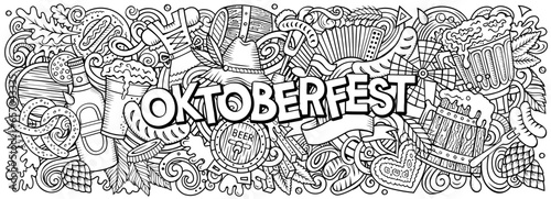 Oktoberfest doodle cartoon funny banner