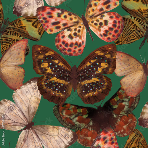 pattern with high detailed tropic butterfly. Hand drawn butterfly. Ornament for clothes, textiles, interior, gift wrapping, postcards, invitations.