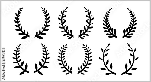 Wreath icon isolated. Eco clipart. Branch with leaf. Frame, border. Vector stock illustration. EPS 10