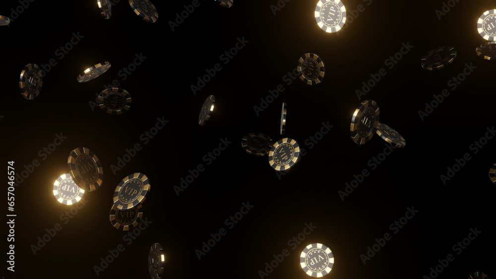 vip gold black casino gamble poker chip coin fall on black dark background with green screen alpha. vip gold black casino gamble poker chip coin fall green screen alpha. vip gold black casino poker