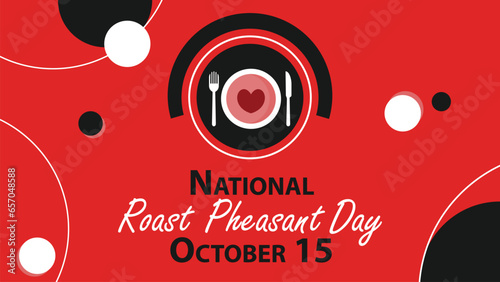 National Roast Pheasant Day vector banner design with geometric shapes and vibrant colors on a horizontal background. Happy National Roast Pheasant Day modern minimal poster.