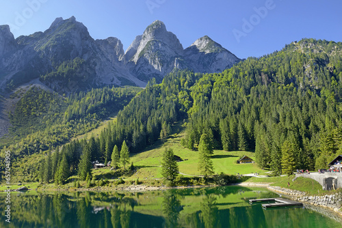 Gosausee lake in Gosau, a beautiful lake with moutains in Salzkammergut, Alps, Austria. © Pecold