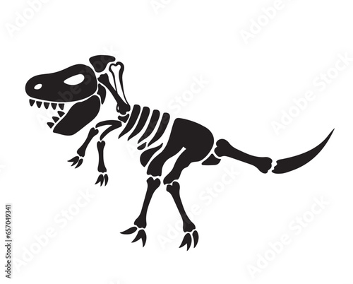 Dinosaur skeleton, dino bones. Modern, Creative, fantasy vector flat design image illustration 
