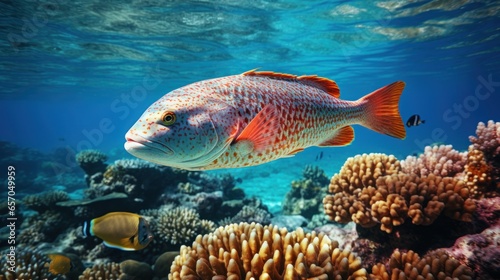 sea fish in red sea near coral reef