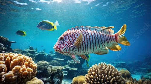 sea fish in red sea near coral reef