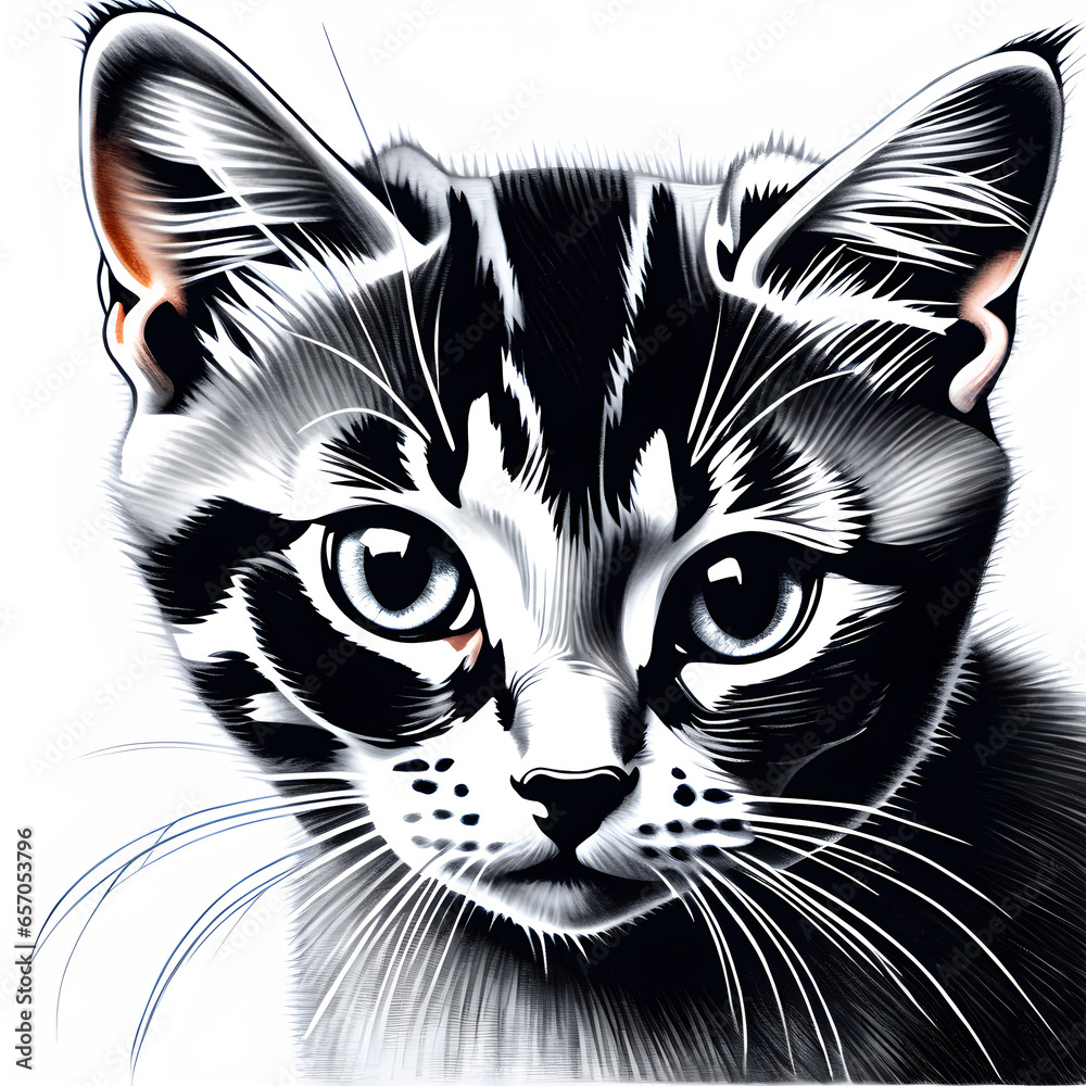 Adorable Cat Pencil Art.(Generative AI) Adorable Cat Pencil Art.(Generative AI)