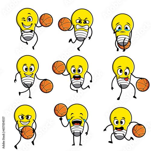lamp set cartoon basketball expression