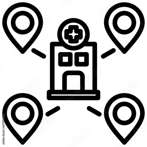 Hospital Network Outline Icon