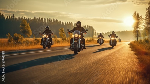 Foto Group of cruiser-chopper motorcycle riders