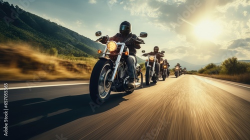 Valokuva Group of cruiser-chopper motorcycle riders