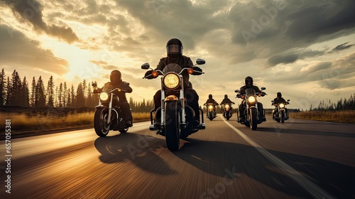 Photographie Group of cruiser-chopper motorcycle riders