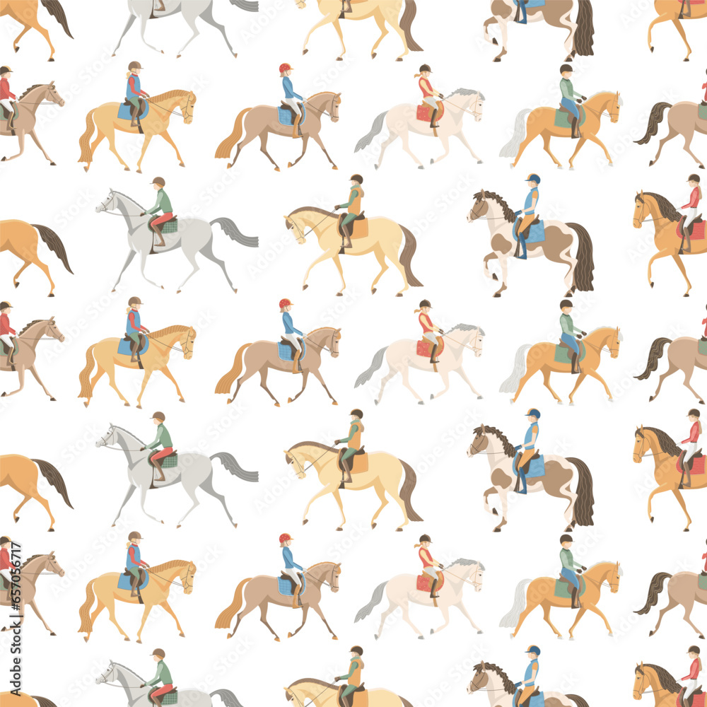 Seamless vector pattern, horse riding Seamless vector pattern, horse riding