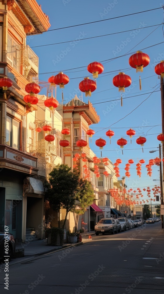 Obraz premium Chinese lanterns hanging in the streets 
