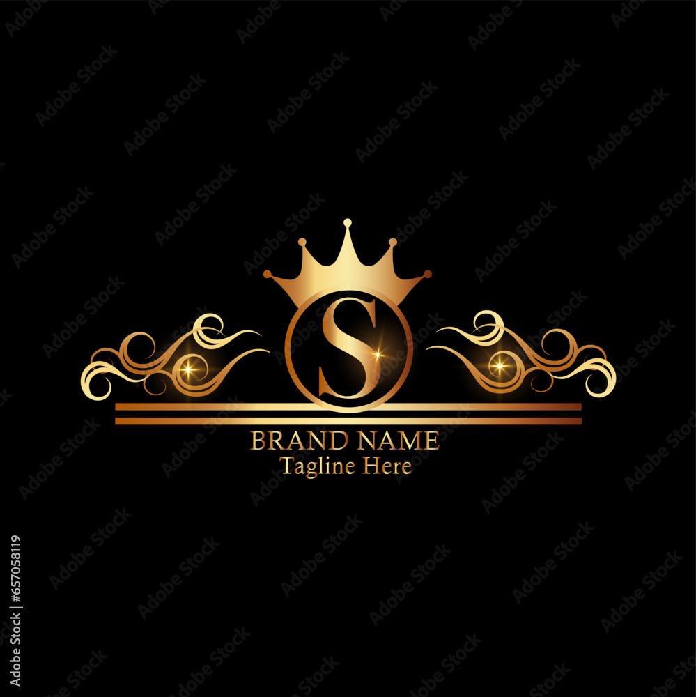 golden letter logo design with black color