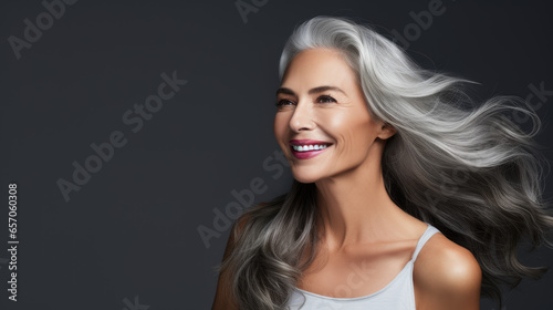 Gorgeous Mature Woman with Smooth Skin - Beauty and Skincare Advertising Concept