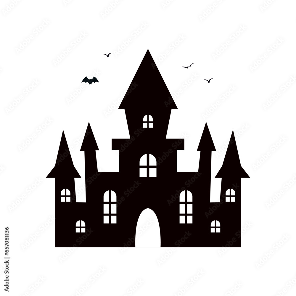 Halloween castle icon. Horror house building castle. Isolated vector illustration.	
