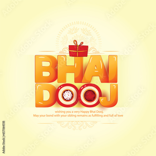 creative poster illustration of bhai dooj with Indian festival background
 photo