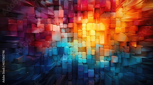 abstract background of cube blocks wall stacking design colorful squares wallpaper 3D like © ArtStockVault