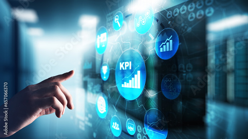 Fototapeta Naklejka Na Ścianę i Meble -  KPI - Key performance indicator. Business and industrial analysis. Internet and technology concept on virtual screen.