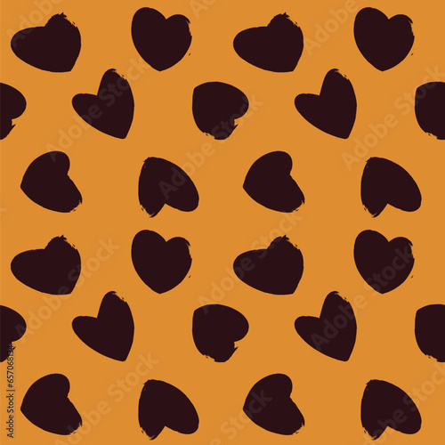 Abstract heart shaped brush in seamless pattern background. Vector.