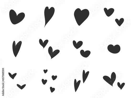Cute hand drawn heart illustration set on a white background.. Vector illustration heart icons.