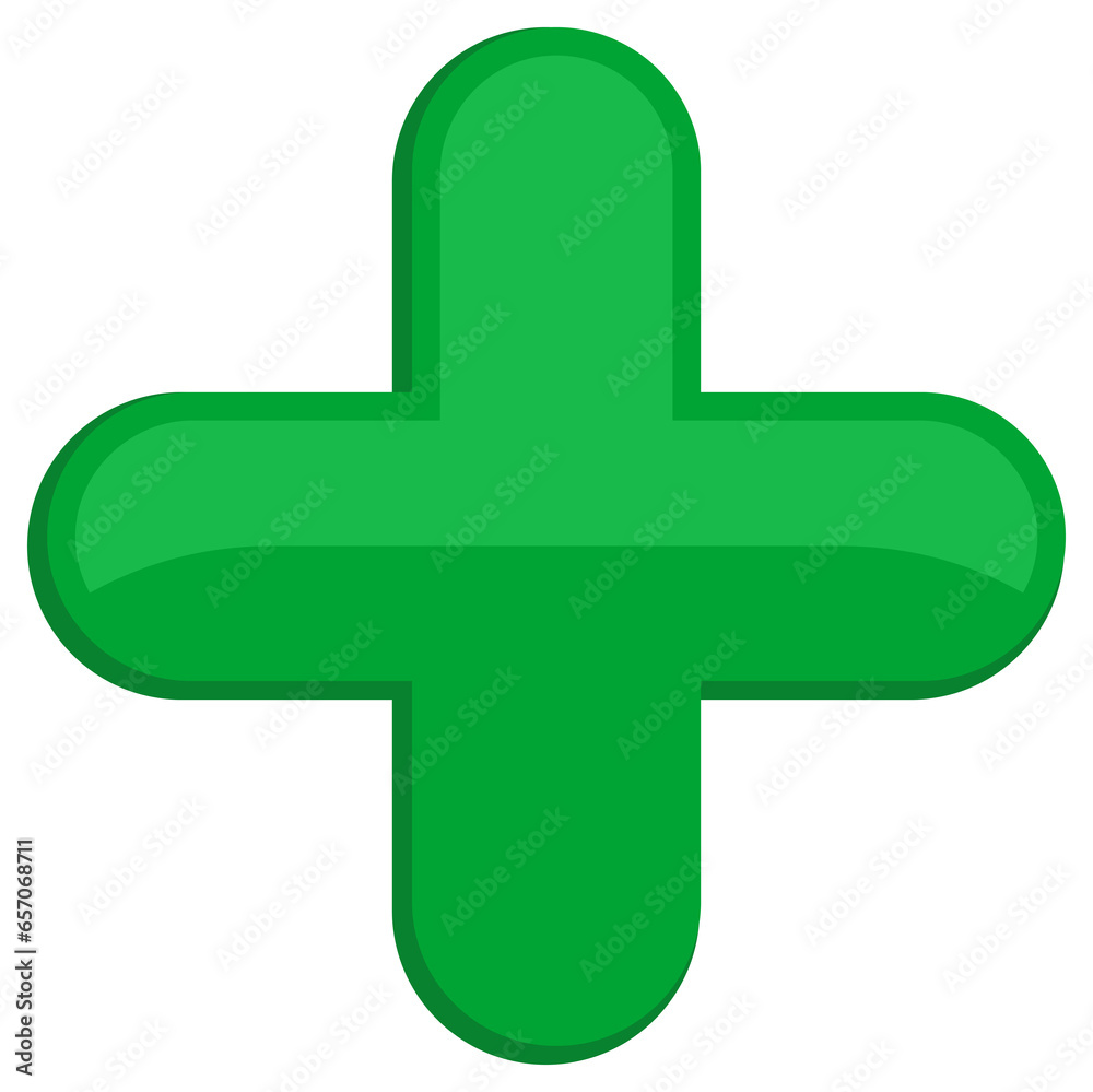 Green plus sign.  icon. Cross symbol of safety guidance.