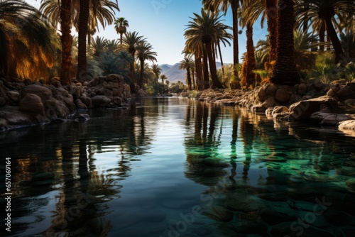 Desert Oasis With A Clear View Of The Sky, Generative AI