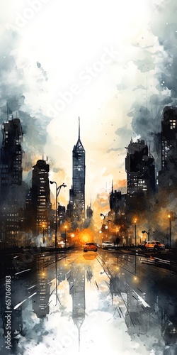 a realm of artistic watercolor paintings showcasing the allure and magic of cities at night. 