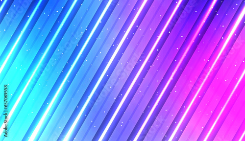 Cyberpunk style background. Sci-Fi background. Neon light. Abstract blue and purple background with stripes