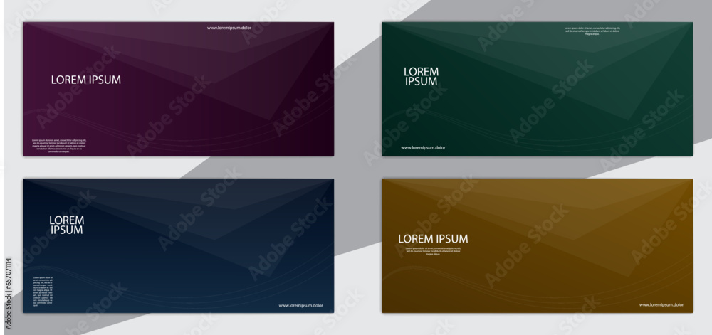 set of dark banners with geometric shapes. Color vector illustration for printed products, banners, posters, flyers