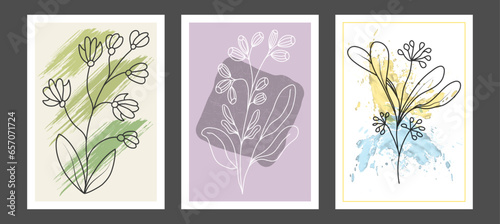 A set of hand-drawn paintings for interior design of premises. Minimalist designs for prints, paintings, posters and creative ideas