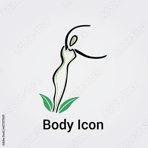 Femme Corps Silhouette isolée Icône Illustration graphique Symbole Nature, Sports et Fitness, Logo pour entreprise Couleurs
