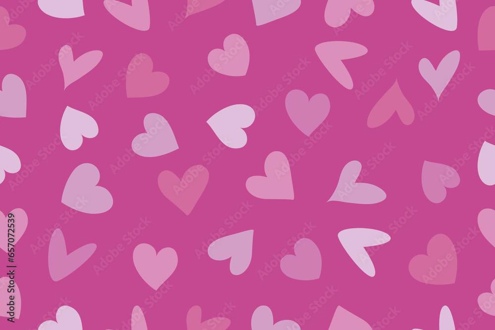 Modern abstract background with pink hearts. Vector illustration on a pink background