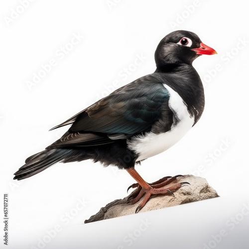 Parakeet auklet bird isolated on white background. photo