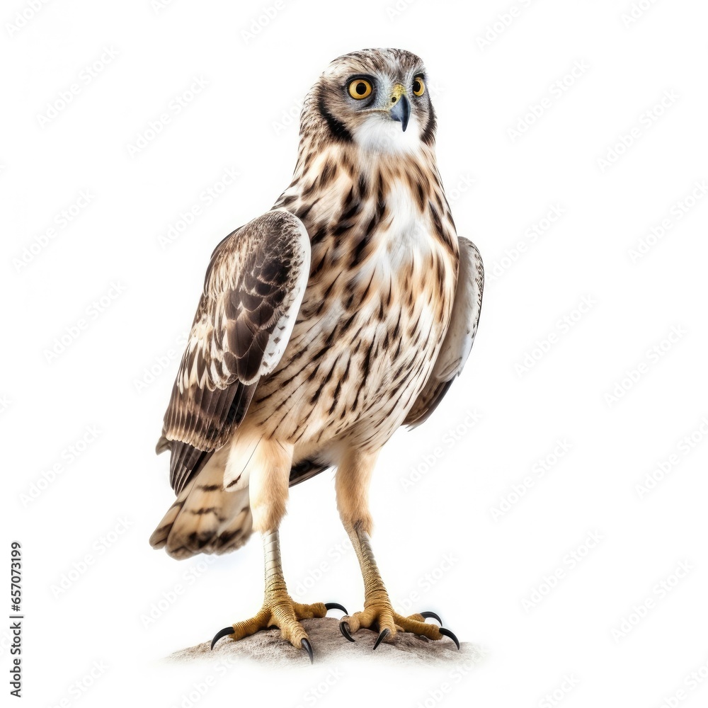 Fototapeta premium Short-eared owl bird isolated on white background.