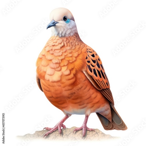 Ruddy ground dove bird isolated on white background.