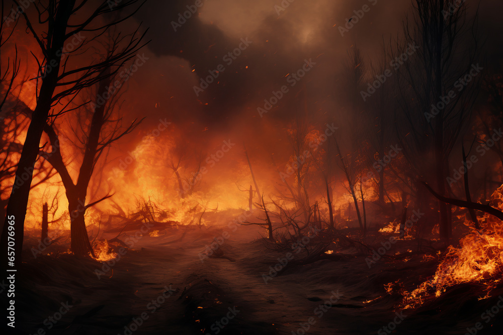 Wildfire, unplanned, uncontrolled and unpredictable fire in an area of combustible vegetation. Wildfire, unplanned, uncontrolled and unpredictable fire in an area of combustible vegetation.