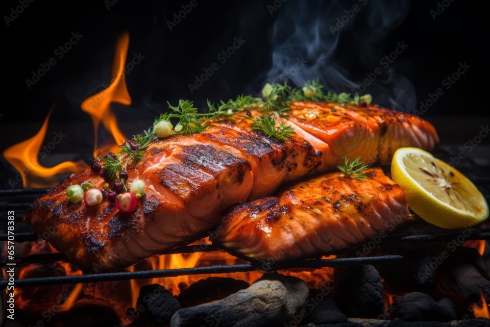 Grillilohi: A Mouthwatering Finnish Delicacy, Savory and Succulent Grilled Salmon, Showcasing Finland's Grilling Tradition and Nordic Cuisine