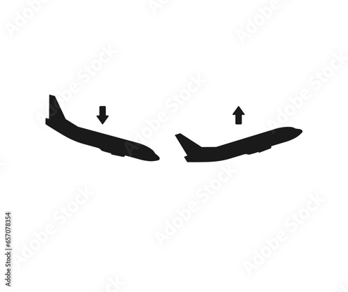 Arrivals and departure plane icon. Simple icons, airplane landing and takeoff. Departures and arrivals vector design and illustration.

