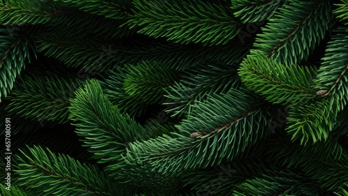 pattern of fir branches in a dense forest or with Christmas or New Year's toys. Emphasize lush greenery and the play of light and shadow on the needles. SEAMLESS PATTERN. SEAMLESS WALLPAPER. © lililia