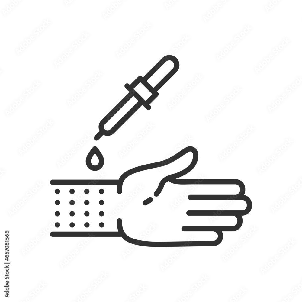 Allergy test, linear icon. Skin tests for allergens. Scarification