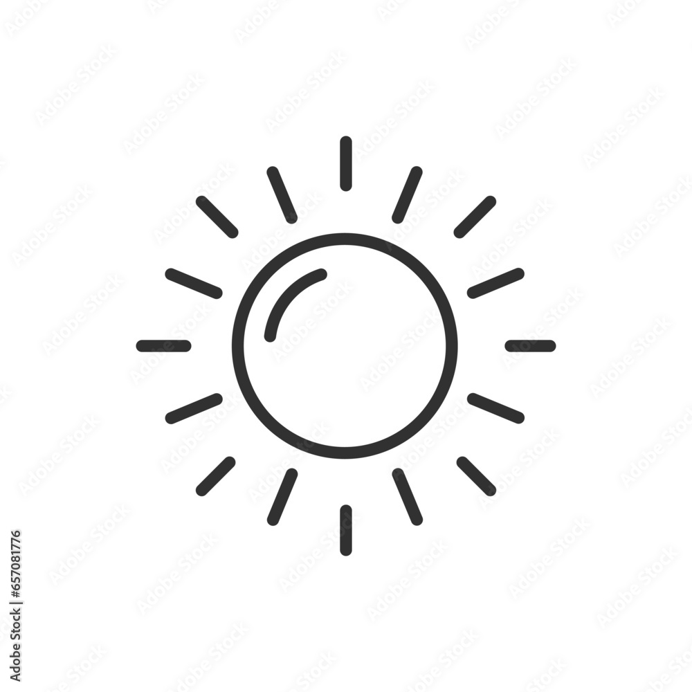 Sun and Rays, linear icon. Line with editable stroke