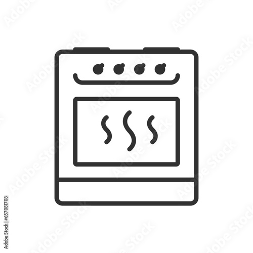 Oven with hob, linear icon. Line with editable stroke