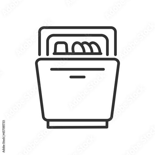 Dishwasher, linear icon. Line with editable stroke