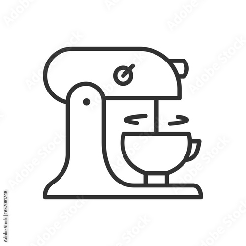 Mixer with bowl, linear icon. Line with editable stroke