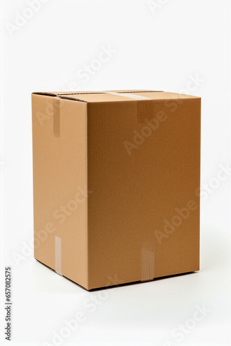 Cardboard package isolated on white background. Mockup parcel. Boxes with goods, ordered online. Delivery, distribution and e-commerce concept. AI generative. © Anna